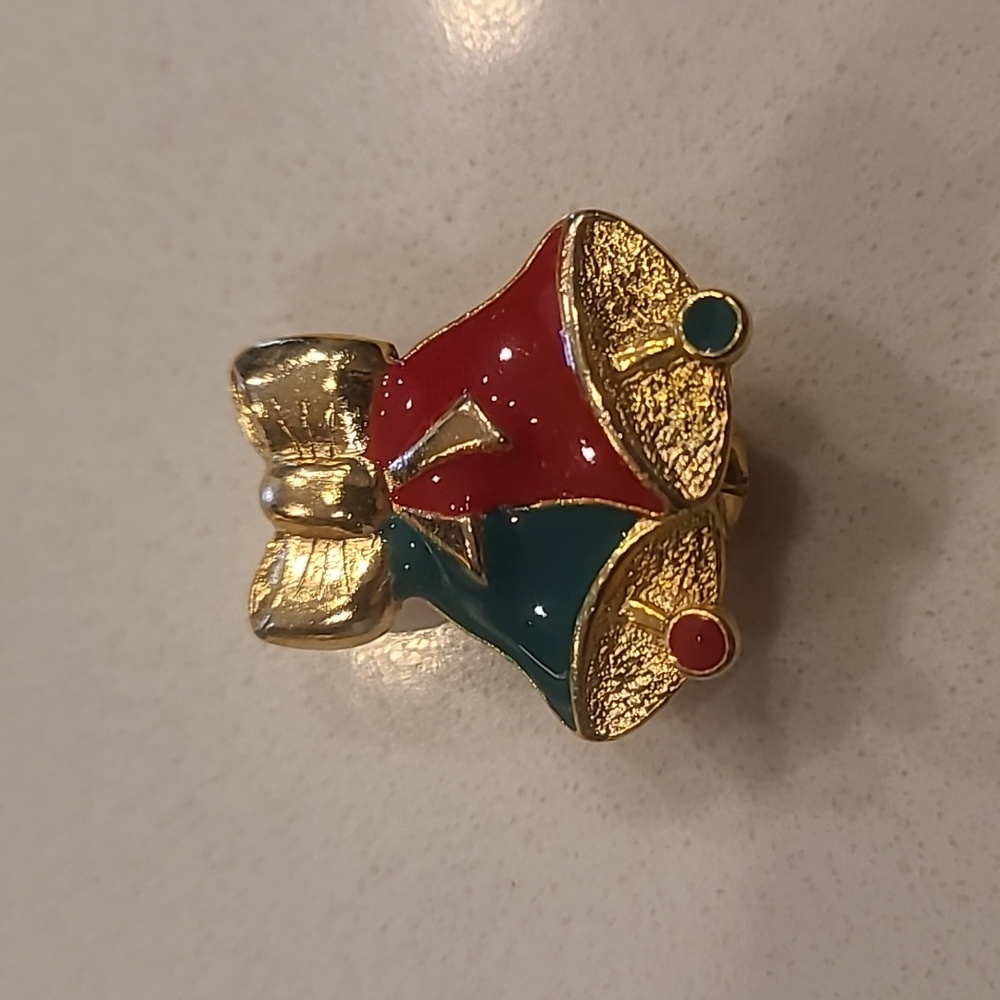 Gold and Red Bell Brooch